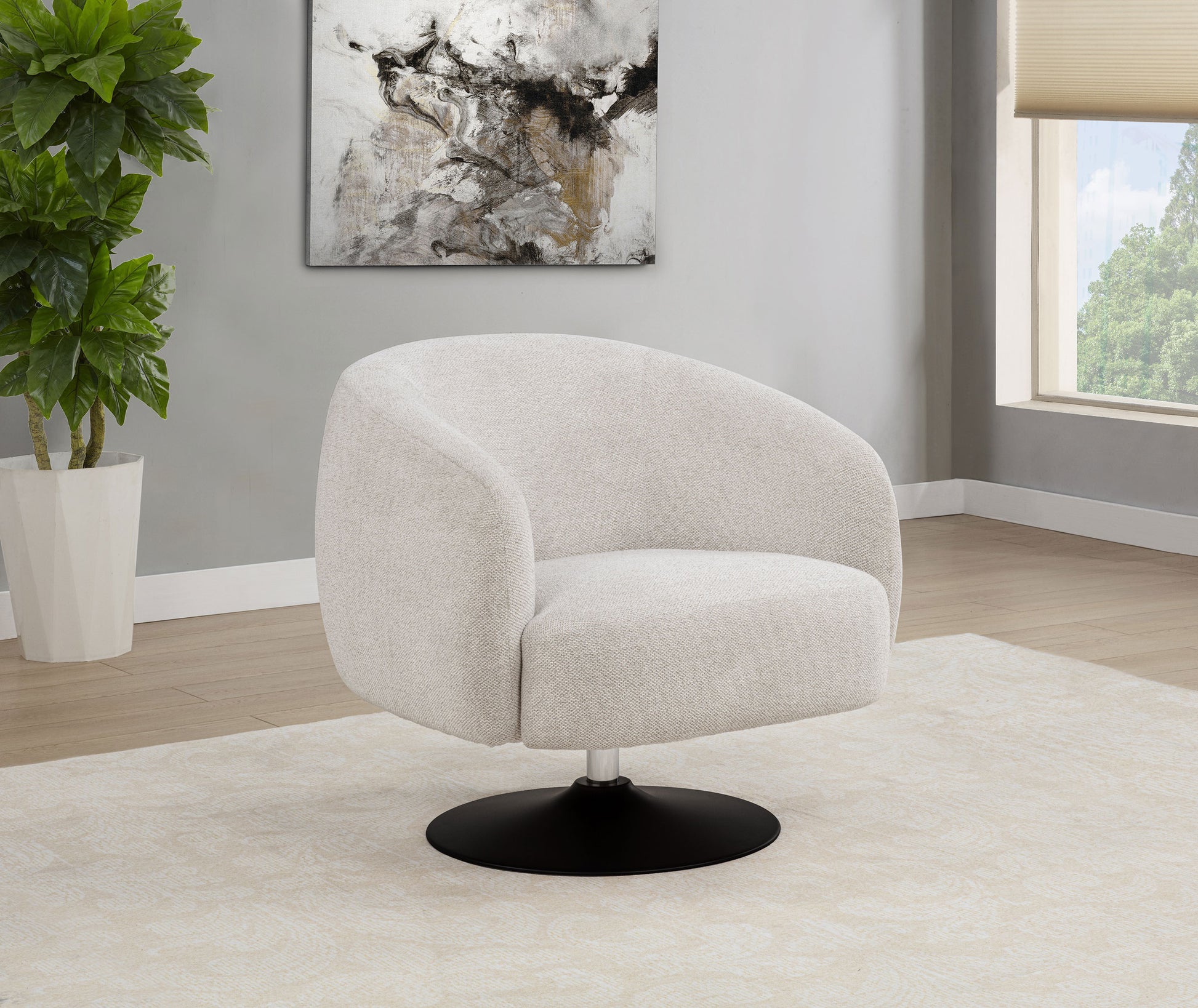 Sillón Respaldo en Forma de Barril y Base Giratoria