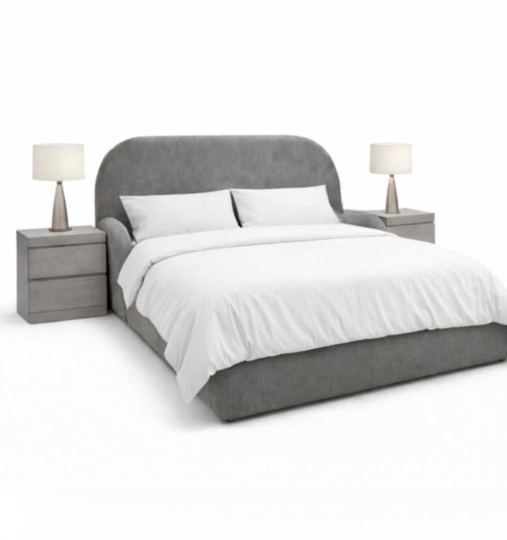 Cama Queen Tapizado Gris