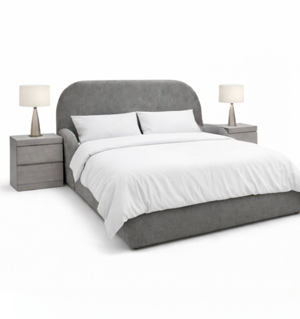 Cama Queen Tapizado Gris