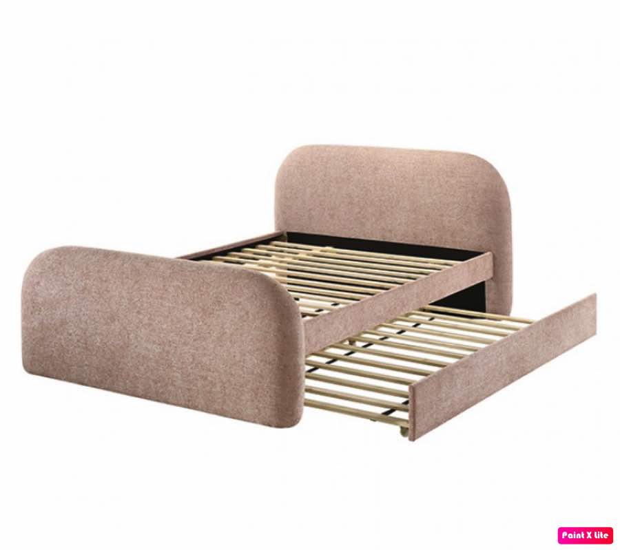 Cama individual con cama baja rosa